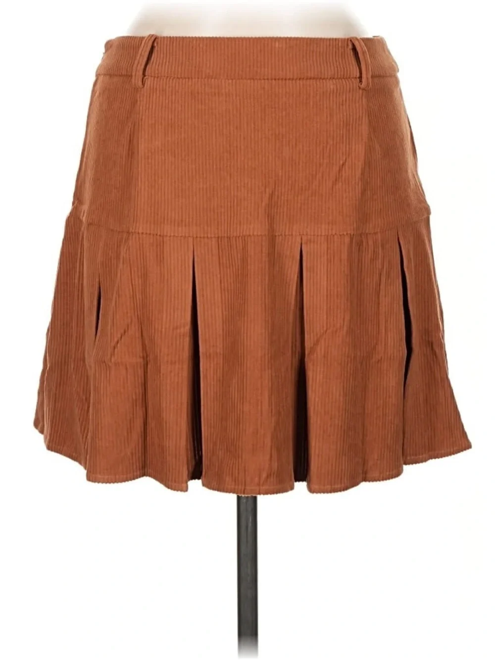 Commense Corduroy Pleated Mini Skirt